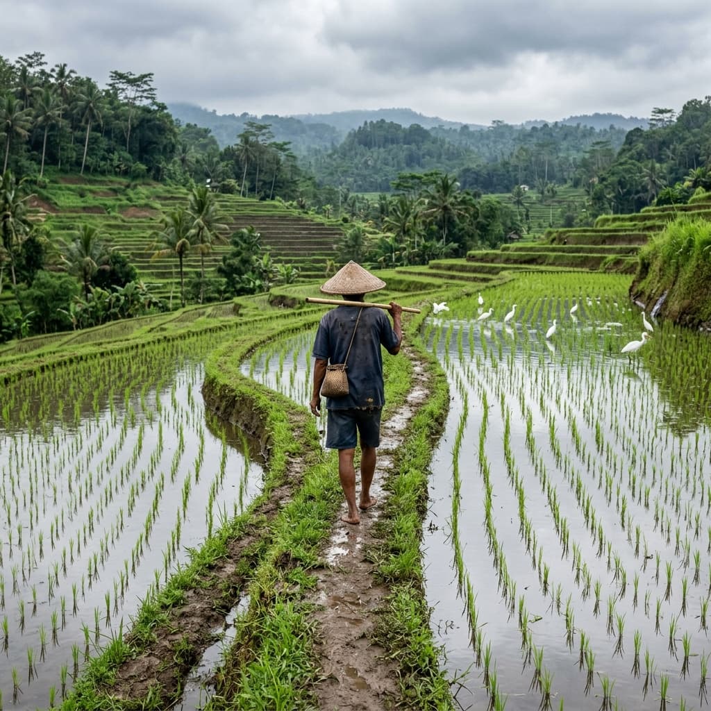 Rice terrace walk inland