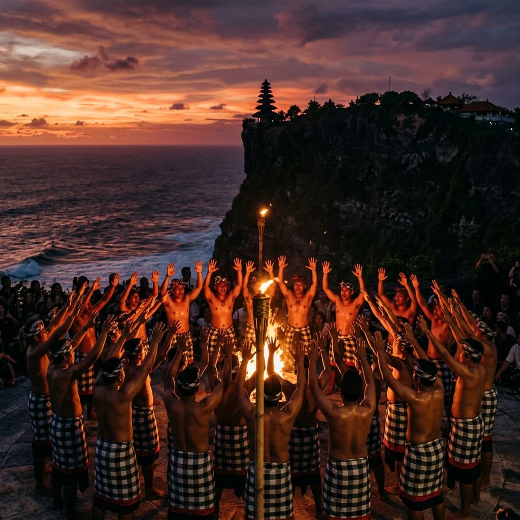 Uluwatu temple at dusk