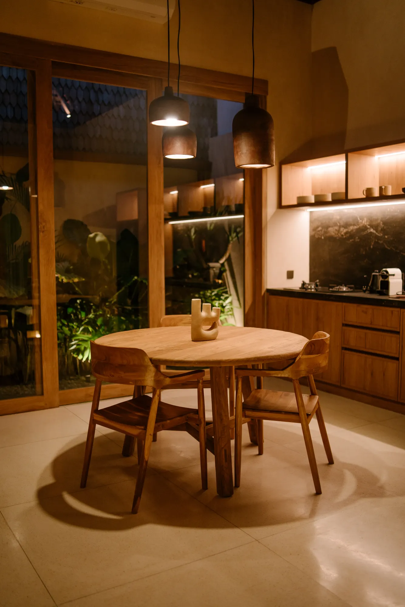 Sculptural wooden cactus-shaped decorative object